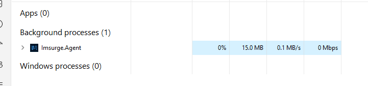IMSURGE Thor Agent running in Windows Task Manager